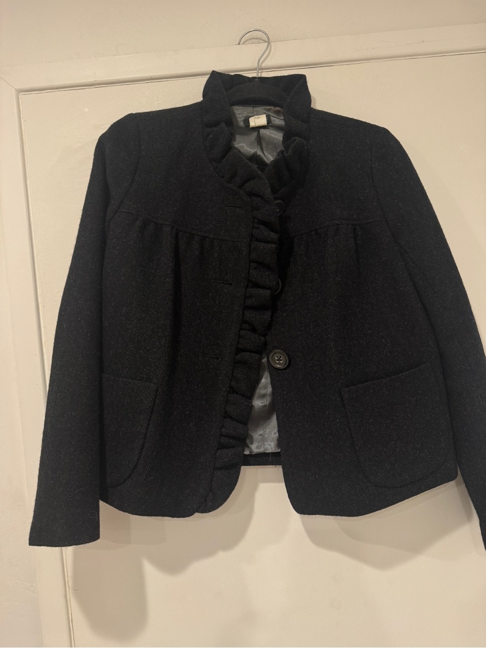 J.Crew Fiona Ruffle-Front Wool Jacket - Picture 6 of 8